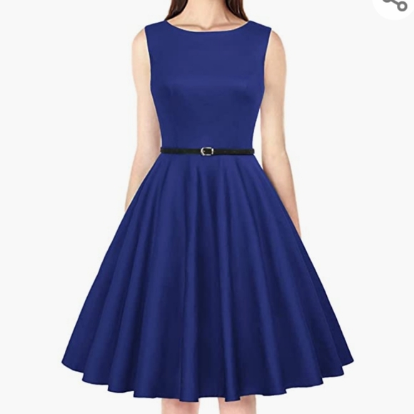 EUC| GRACE KARIN Boatneck Vintage Inspired Women's Blue XL Dress - Picture 2 of 4